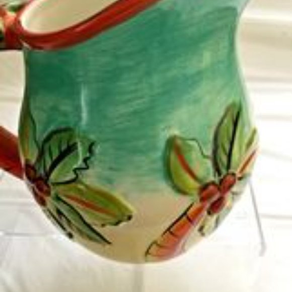Clay Art Stone Lite Hand Painted Tropical Palm Trees Palm Beach Sangria Pitcher - Picture 5 of 9